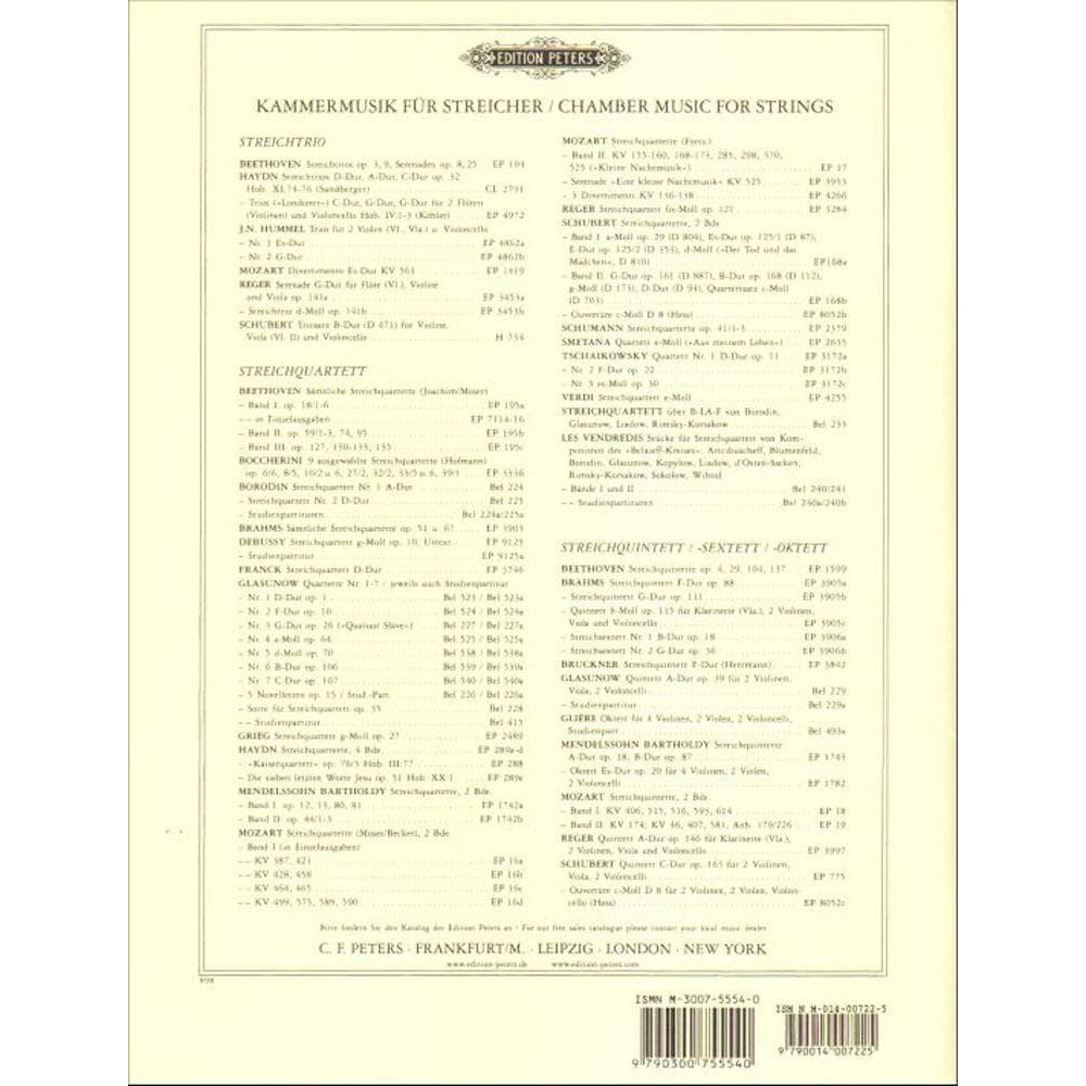 Mozart, WA - Divertimento in E-flat Major, K 563 - Violin, Viola, and Cello - Edition Peters