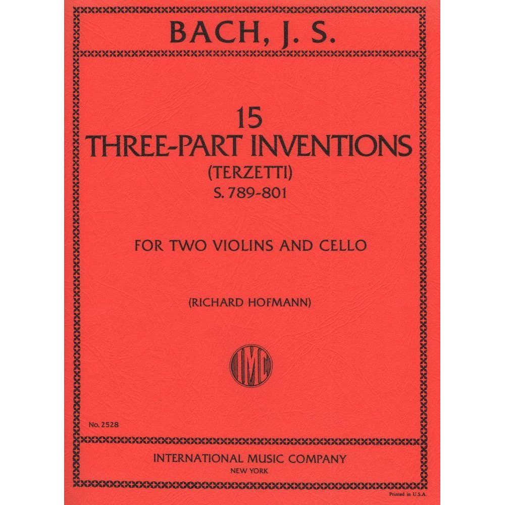 Bach, JS - 15 Three Part Inventions BWV 787801 for Two Violins and Cello - Arranged by Hofmann - International Edition