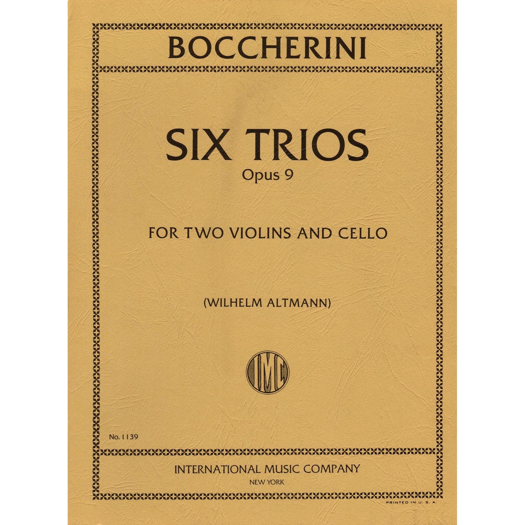 Boccherini, Luigi - 6 Trios Op 9 G 89-94 for Two Violins and Cello - Arranged by Altmann-Lyman - International Edition