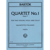 Bartók, Béla - First String Quartet in a minor, Op 7, Sz 52 - Set of Parts - edited by Paolo Borciani - International Music Company