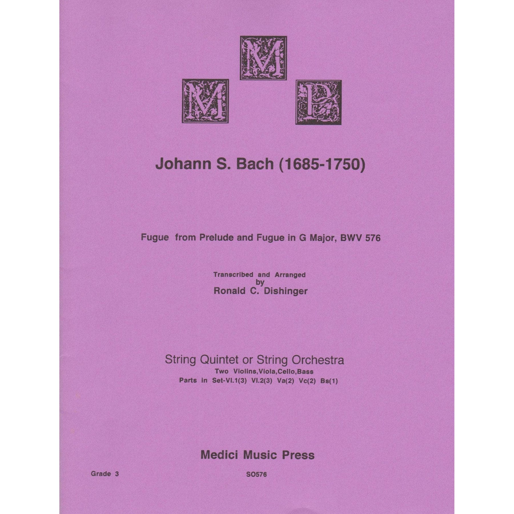 Bach, J.S. - Fugue from Prelude and Fugue in G Major (BWV 576) - for String Orchestra - arranged by Dishinger - Medici Music Press