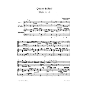 Gabrielli, Domenico - Quattro Balletti - Violin 1, Violin 2 (ad lib), and Basso Continuo - edited by Lajos Vigh - Hortus Musicus Edition (Barenreiter)