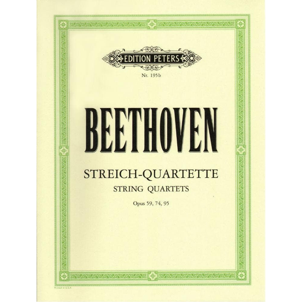 Beethoven, Ludwig - String Quartets Op 59, 74, 95 for Two Violins, Viola and Cello -  Arranged by Moser - Peters Edition