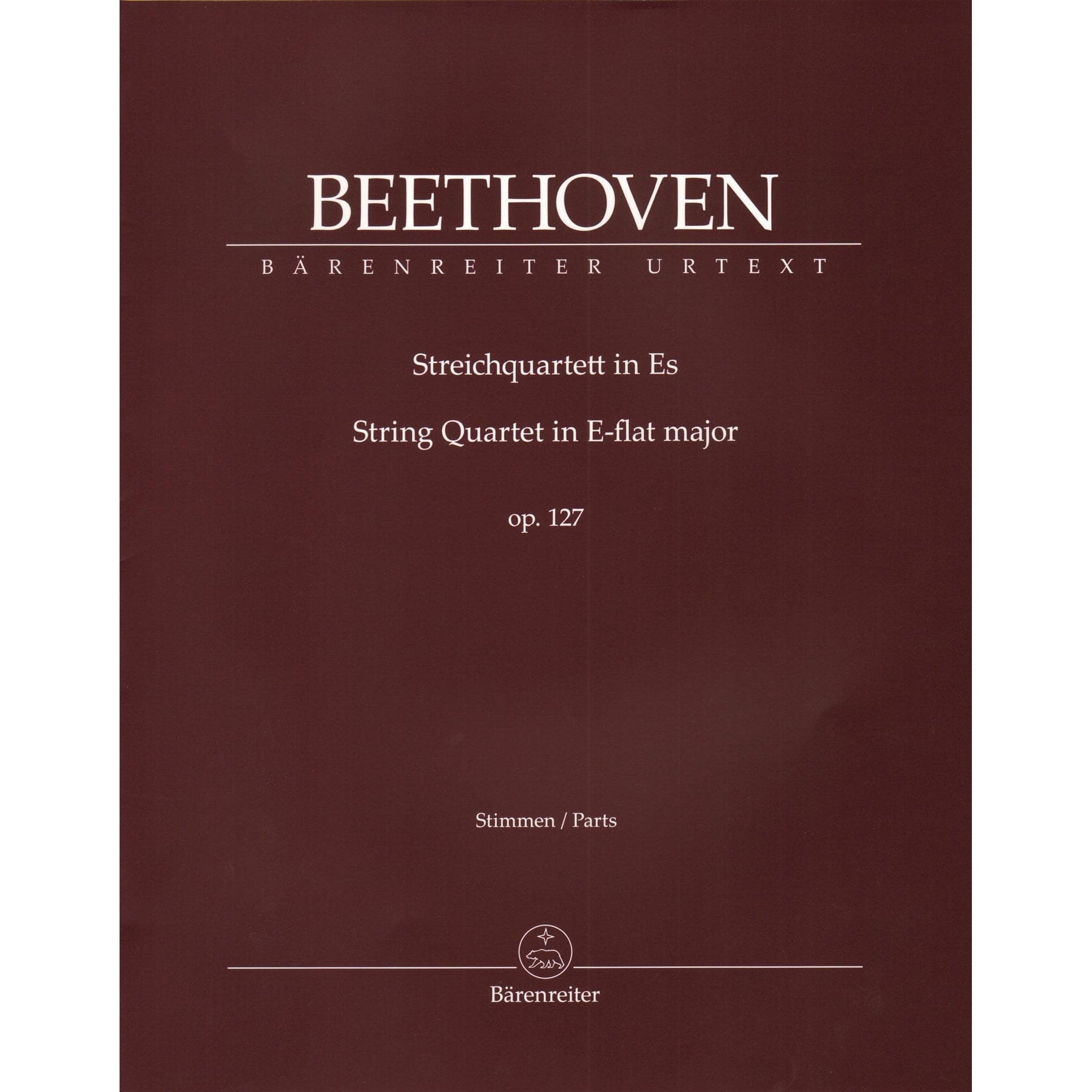 Beethoven, Ludwig van - String Quartet in E-flat major, op. 127 - Parts ONLY - edited by Jonathan Del Mar - Barenreiter URTEXT