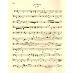 Beethoven, Ludwig van - String Quartet in E-flat major, op. 127 - Parts ONLY - edited by Jonathan Del Mar - Barenreiter URTEXT