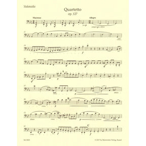 Beethoven, Ludwig van - String Quartet in E-flat major, op. 127 - Parts ONLY - edited by Jonathan Del Mar - Barenreiter URTEXT