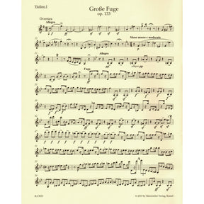 Beethoven, Ludwig - String Quartet "Grosse Fuge", Op 133 - Parts ONLY - edited by Jonathan Del Mar - Barenreiter URTEXT