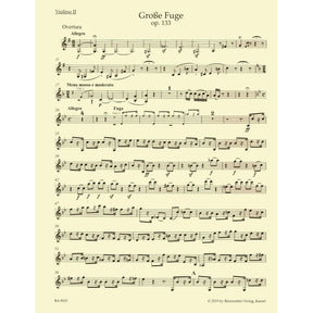 Beethoven, Ludwig - String Quartet "Grosse Fuge", Op 133 - Parts ONLY - edited by Jonathan Del Mar - Barenreiter URTEXT