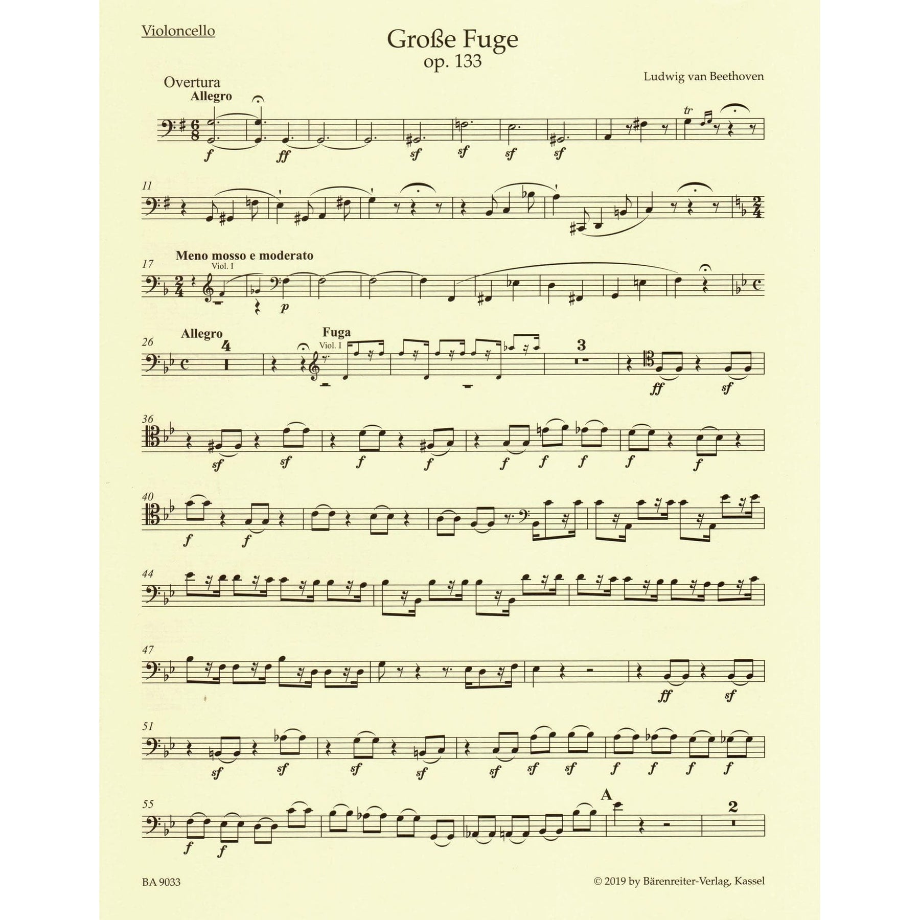 Beethoven, Ludwig - String Quartet "Grosse Fuge", Op 133 - Parts ONLY - edited by Jonathan Del Mar - Barenreiter URTEXT