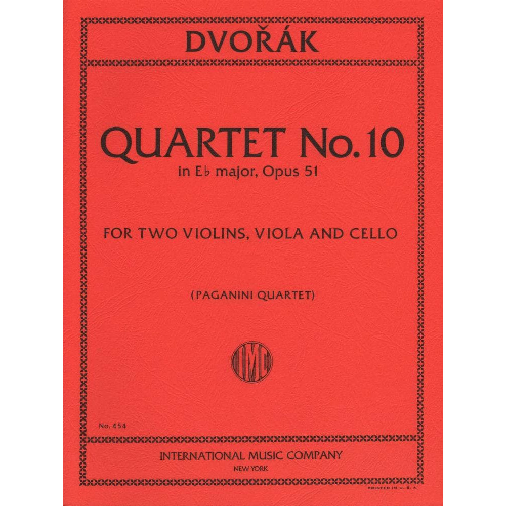 Dvorák, Antonín - Quartet No10 In E-Flat Major, Op 51 - Two Violins, Viola, and Cello - edited by the Paganini Quartet - International Edition