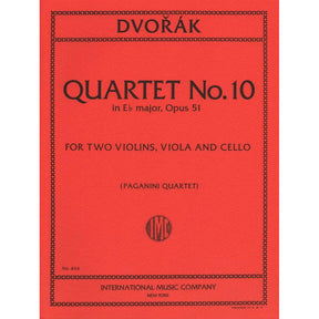 Dvorák, Antonín - Quartet No10 In E-Flat Major, Op 51 - Two Violins, Viola, and Cello - edited by the Paganini Quartet - International Edition
