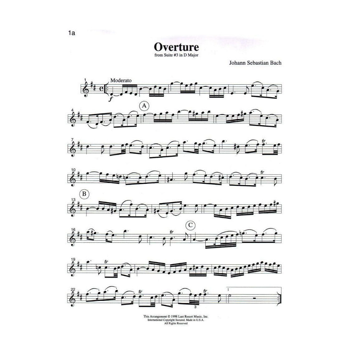Music for Four, Volume 1 - Part 1 (Violin/Oboe/Flute) - arranged by Daniel Kelley - Last Resort Music