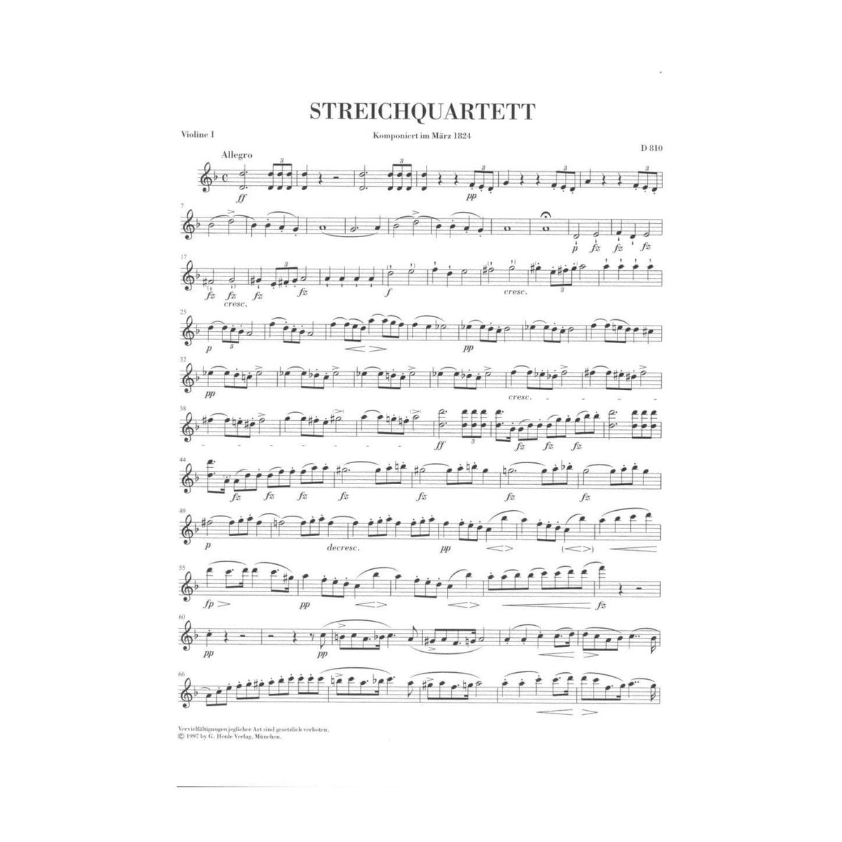 Schubert, Franz - Quartet in d minor D 810 URTEXT Published by G Henle Verlag