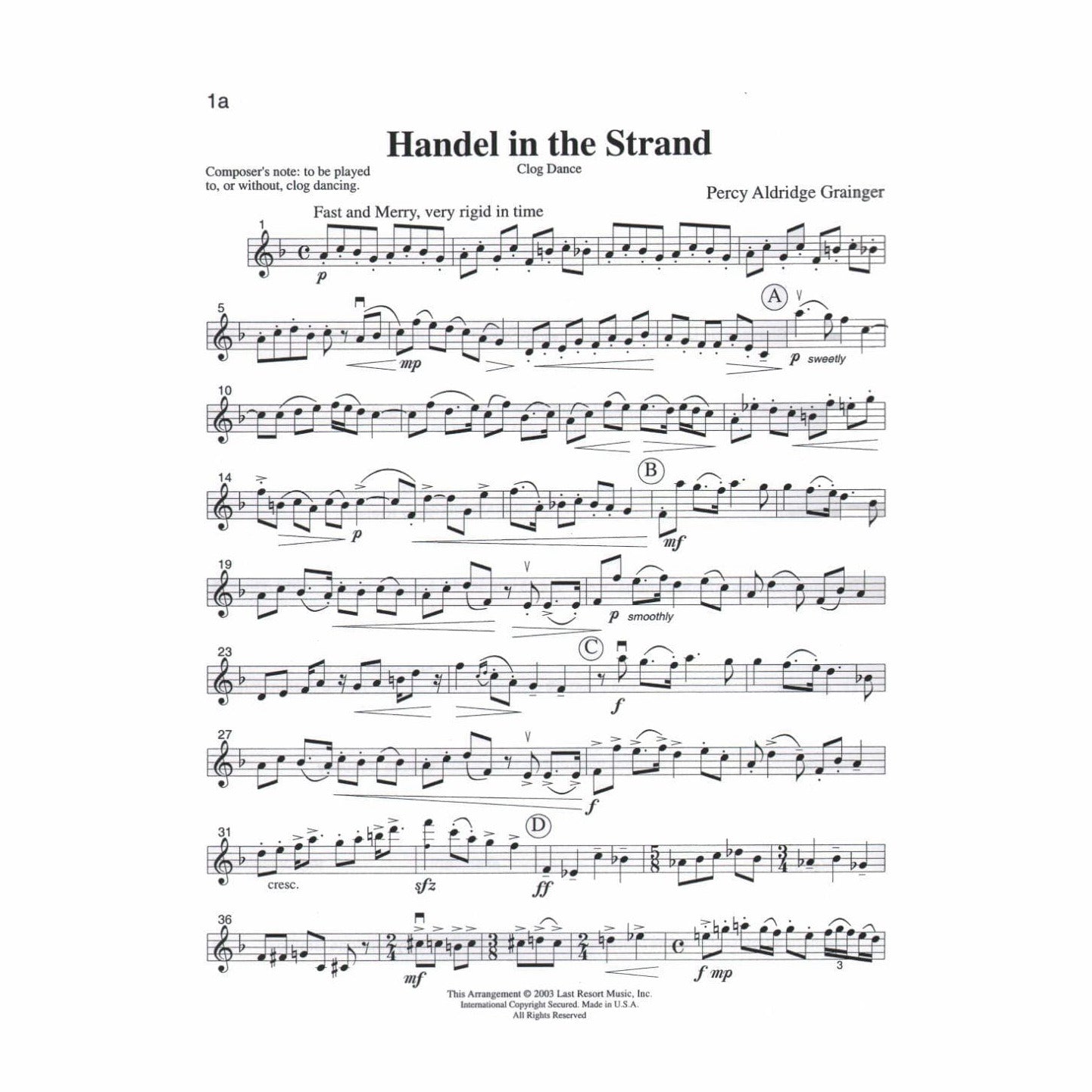 Music for Four, Volume 4 - Part 1 (Violin/Oboe/Flute) - arranged by Daniel Kelley - Last Resort Music