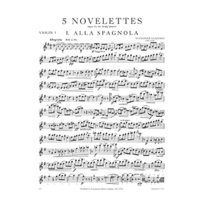 Glazunov, Alexander - Five Novelettes, Op 15 - String Quartet - International Edition