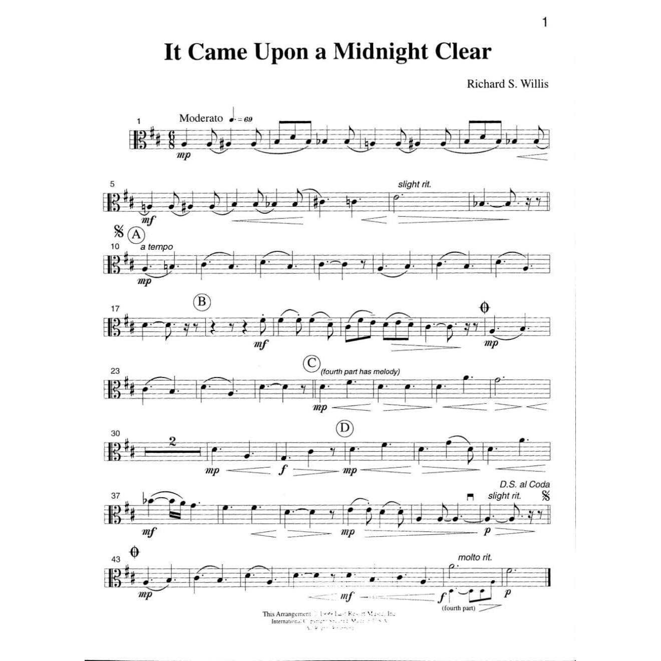 Music for Four: Traditional Christmas Favorites - Part 3 (Viola) - arranged by Daniel Kelley - Last Resort Music