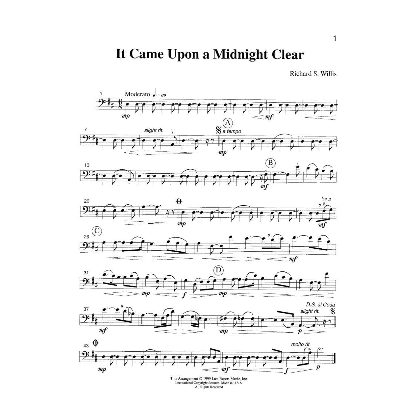 Music for Four: Traditional Christmas Favorites - Part 4 (Cello/Bassoon) - arranged by Daniel Kelley - Last Resort Music