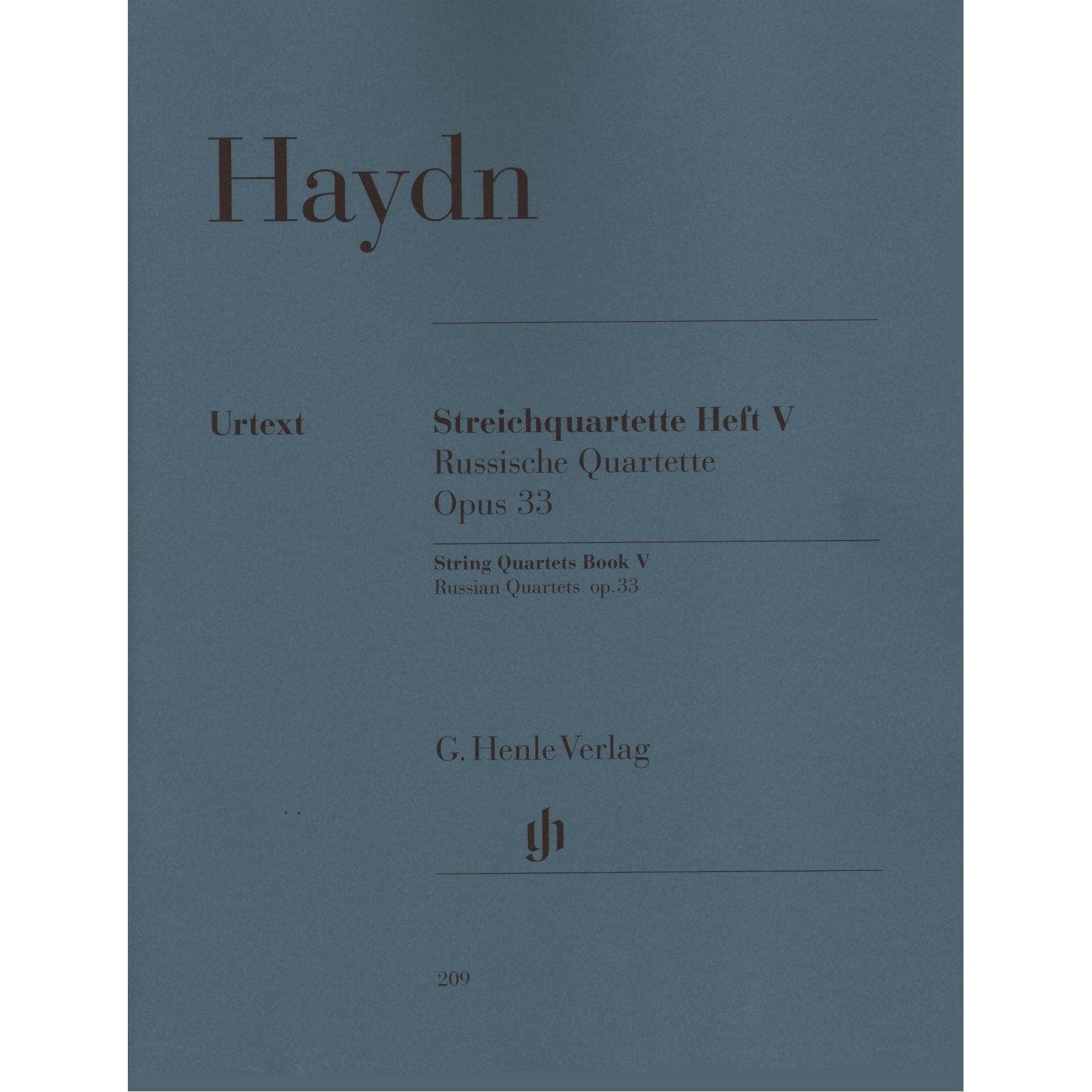 Haydn, Franz Joseph - String Quartets, Volume 5: Op 33 - edited by Georg Feder and Sonja Gerlach - G Henle Verlag URTEXT