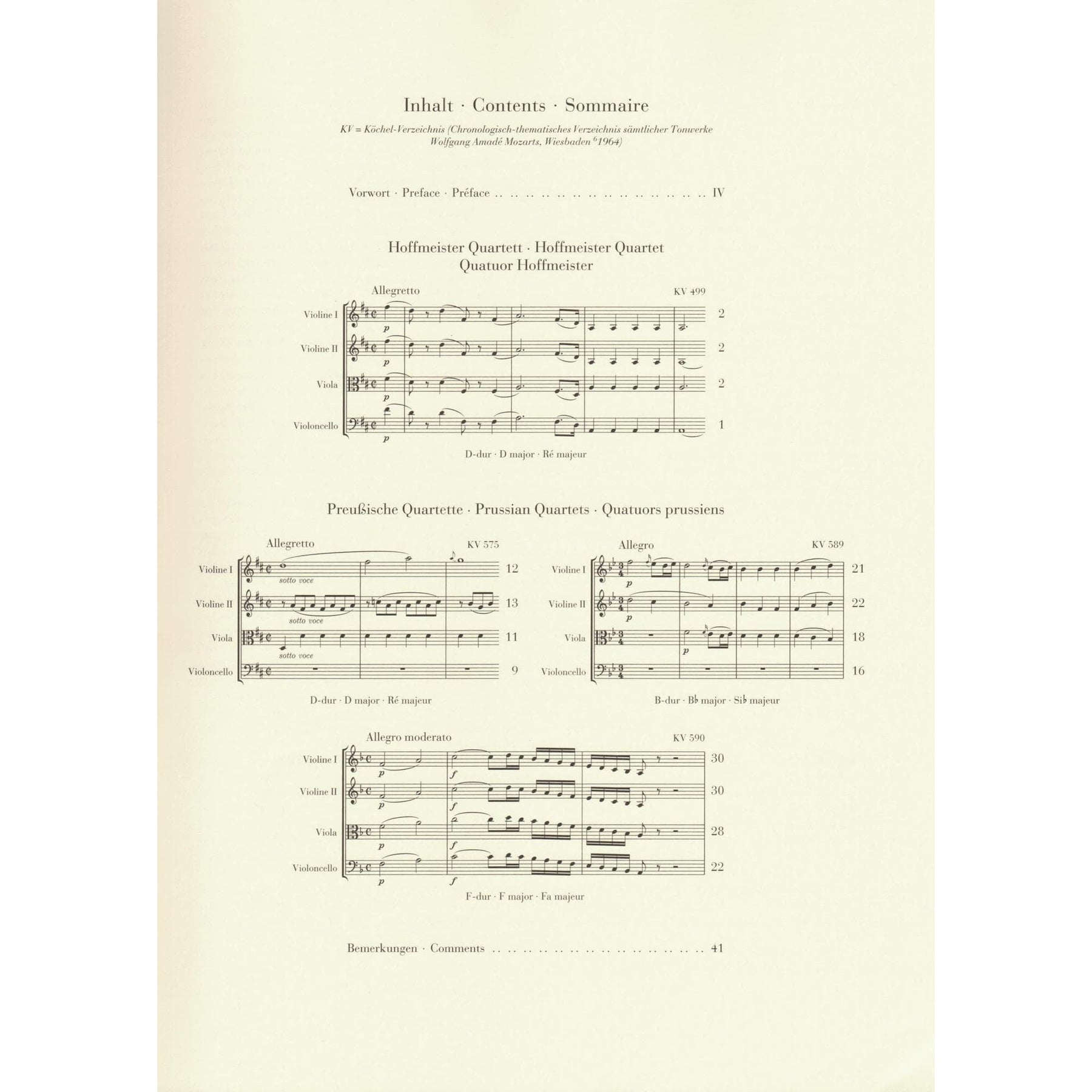 Mozart, W.A. - String Quartets, Volume IV: The Hoffmeister and Prussian Quartets - for String Quartet - G. Henle Verlag URTEXT