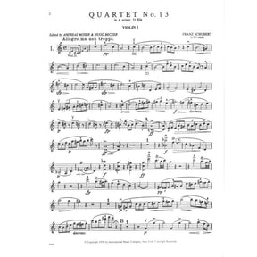 Schubert, Franz - Three Celebrated Quartets Edited by Moser-Becker Published by International Music Company