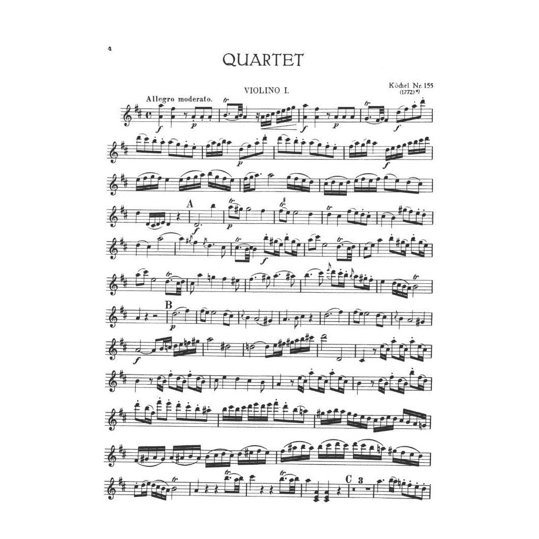 Mozart, WA - Quartets, Volume 2: Sixteen Easy Quartets - Two Violins, Viola, and Cello - Kalmus Edition