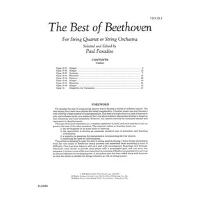 Beethoven, Ludwig - The Best of Beethoven - for String Quartet or String Orchestra - Violin 1 part - edited by Paul Paradise - Belwin-Mills Publishing