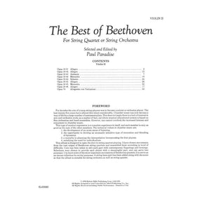 Beethoven, Ludwig - The Best of Beethoven - for String Quartet or String Orchestra - Violin 2 part - edited by Paul Paradise - Belwin-Mills Publishing