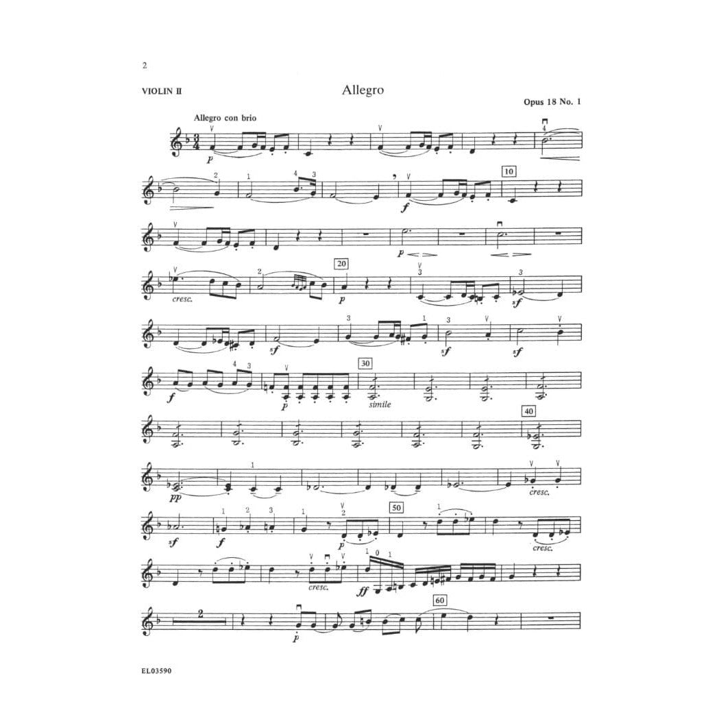 Beethoven, Ludwig - The Best of Beethoven - for String Quartet or String Orchestra - Violin 2 part - edited by Paul Paradise - Belwin-Mills Publishing
