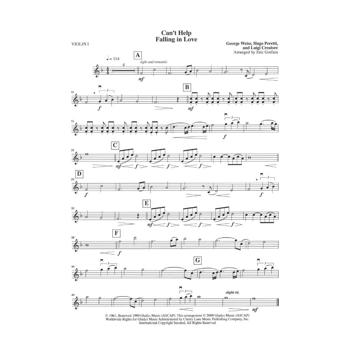 Can't Help Falling in Love / Love Me Tender - String Quartet - Score and Parts - arranged by Eric Gorfain - String Letter Publishing