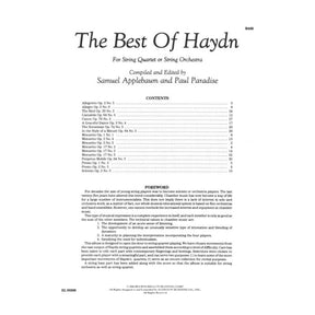 Haydn, Franz Joseph - The Best of Haydn - for String Quartet or String Orchestra - Bass part - edited by Samuel Applebaum and Paul Paradise - Belwin-Mills Publishing