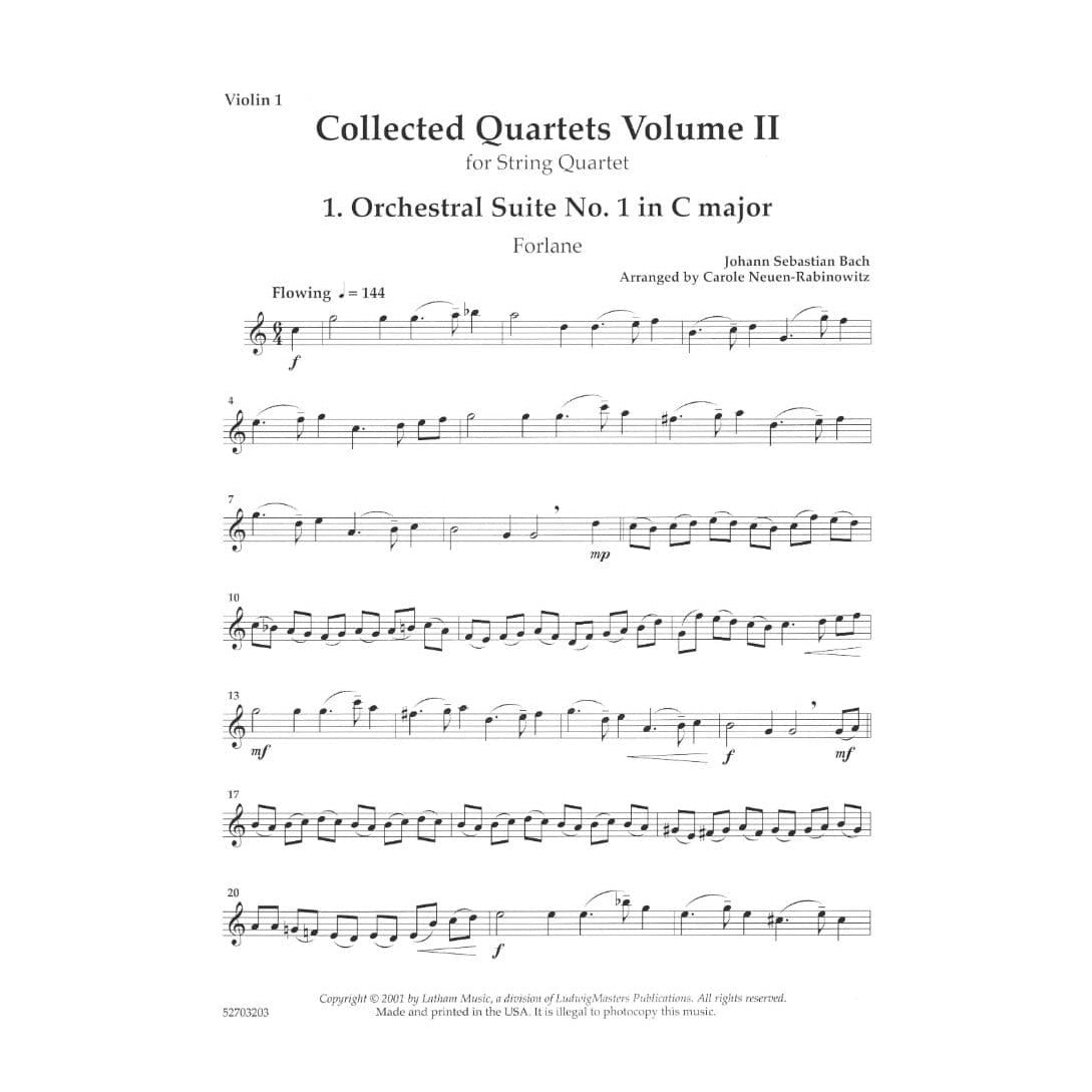 Rabinowitz, Carole Neuen -Collected Quartets, Volume 2 - for String Quartet - Latham Music Enterprise
