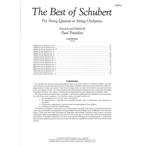 Schubert, Franz - The Best of Schubert - for String Quartet or String Orchestra - Viola part - edited by Paul Paradise - Belwin-Mills Publishing