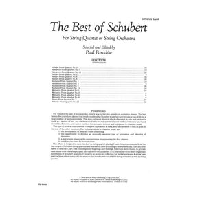 Schubert, Franz - The Best of Schubert - for String Quartet or String Orchestra - Bass part - edited by Paul Paradise - Belwin-Mills Publishing