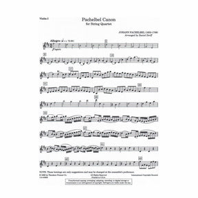 Pachelbel, Johann - Canon For String Quartet Arranged by Daniel Dorff Published by Theodore Presser Company