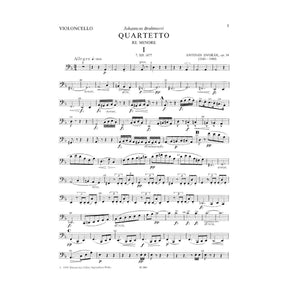 Dvorák, Antonín - Quartet No 9 in d minor, Op 34 - Two Violins, Viola, and Cello - Bärenreiter Verlag URTEXT