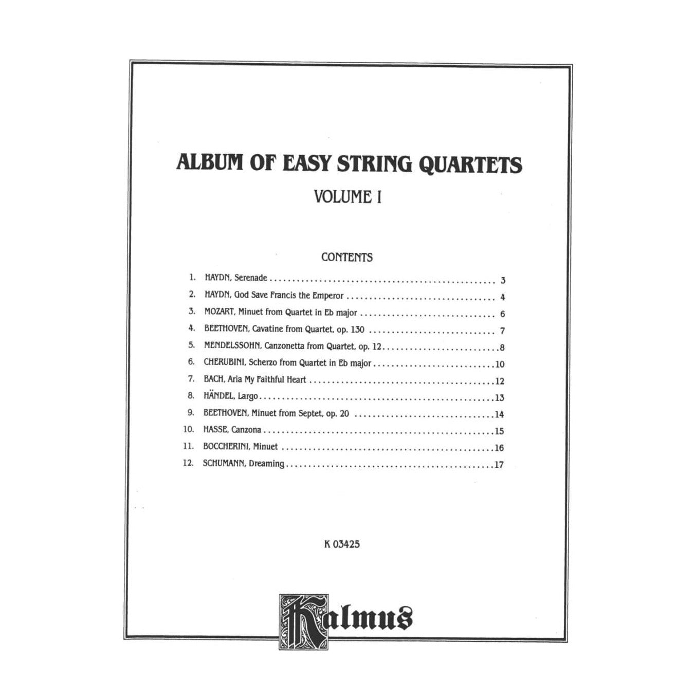 Album of Easy String Quartets Volume 1 - Kalmus Edition