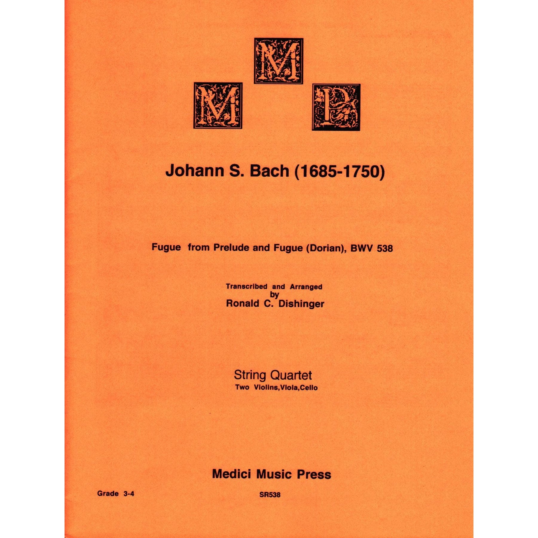 Bach, J.S. - Fugue from Prelude and Fugue (Dorian), BWV 538 - for String Quartet - arranged by Dishinger - Medici Music Press