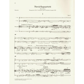 Berg, Alban - String Quartet, Op. 3 - with Parts in Score Form - edited by Ulrich Scheideler - G. Henle Verlag URTEXT