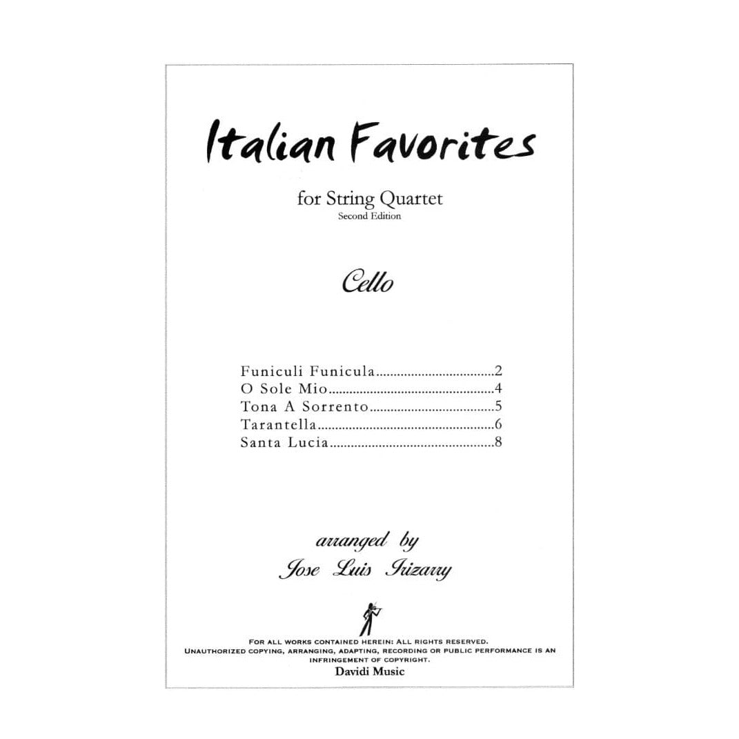 Italian Favorites for String Quartet - arranged by José Luis Irizarry - Davidi Music