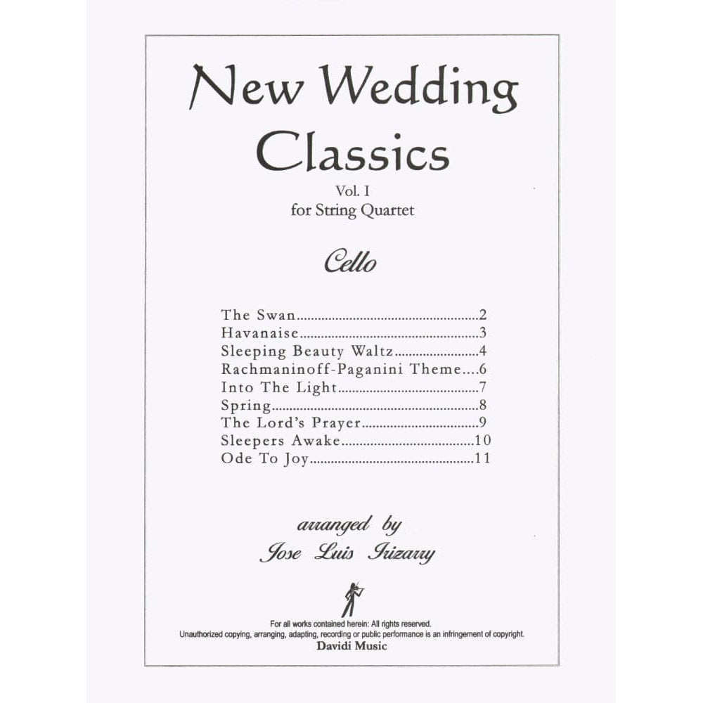 New Wedding Classics for String Quartet, Volume 1 - arranged by José Luis Irizarry - Davidi Music