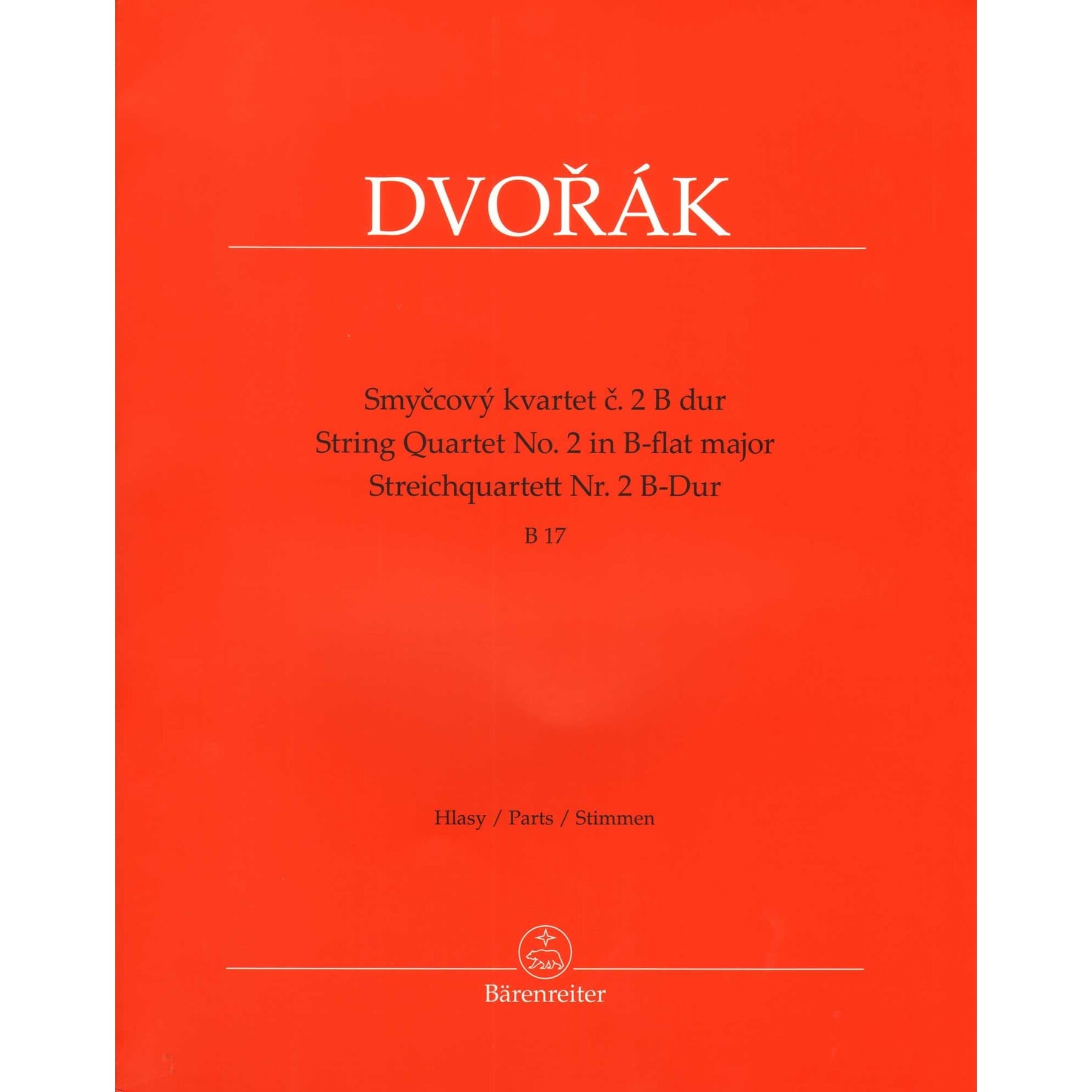 Dvorak, Antonin - String Quartet No. 2 in B-flat Major - Parts Only - edited by Pokorny and Solc - Barenreiter URTEXT