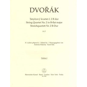 Dvorak, Antonin - String Quartet No. 2 in B-flat Major - Parts Only - edited by Pokorny and Solc - Barenreiter URTEXT