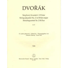 Dvorak, Antonin - String Quartet No. 2 in B-flat Major - Parts Only - edited by Pokorny and Solc - Barenreiter URTEXT