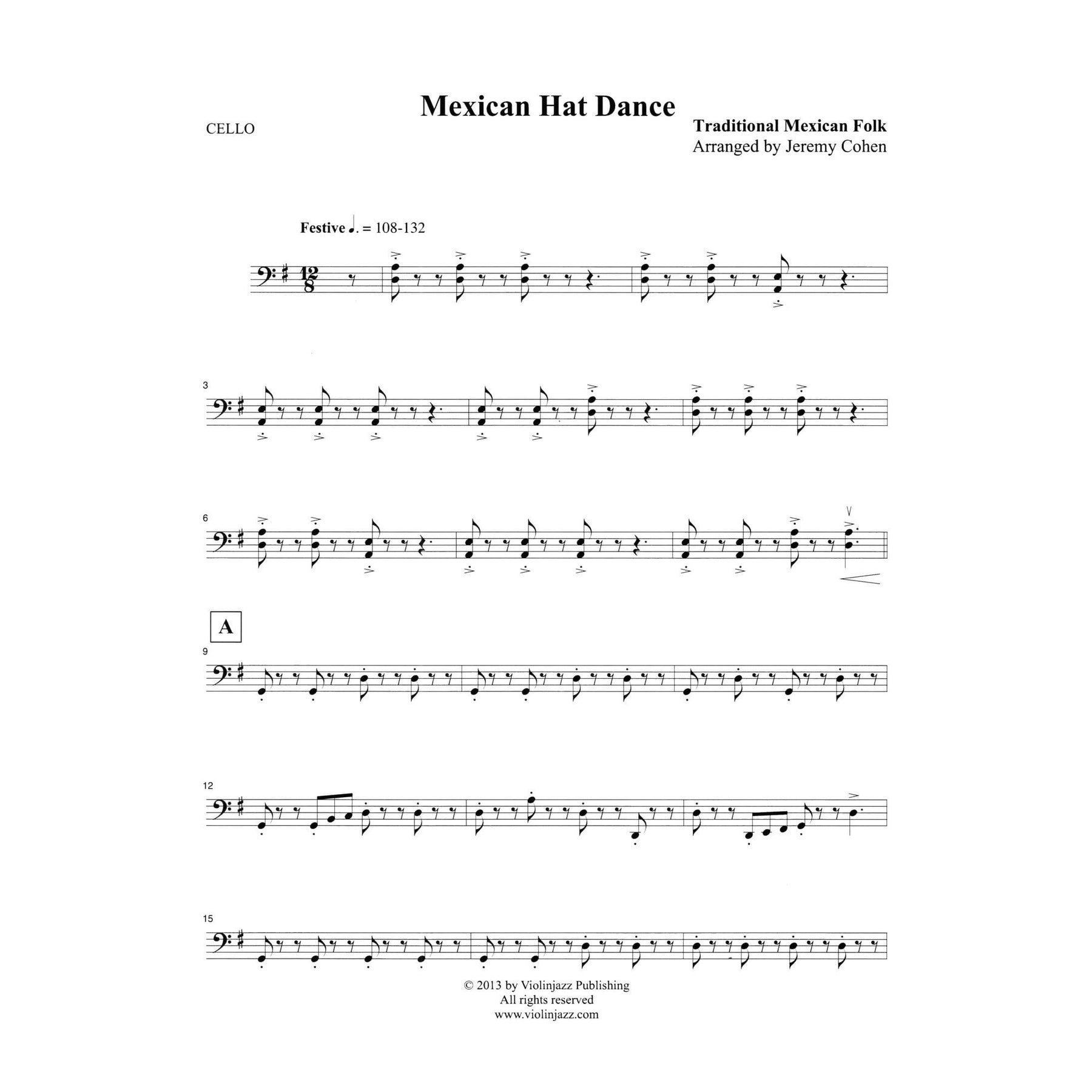 Cohen, Jeremy - Mexican Hat Dance - World Chamber Series - for String Quartet - Violinjazz Editions