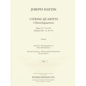 Haydn, Franz Joseph - 4 String Quartets, Op. 42, 77, 103 - Score and Parts - edited by Simon Rowland-Jones - Edition Peters URTEXT