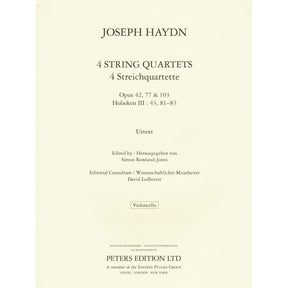Haydn, Franz Joseph - 4 String Quartets, Op. 42, 77, 103 - Score and Parts - edited by Simon Rowland-Jones - Edition Peters URTEXT