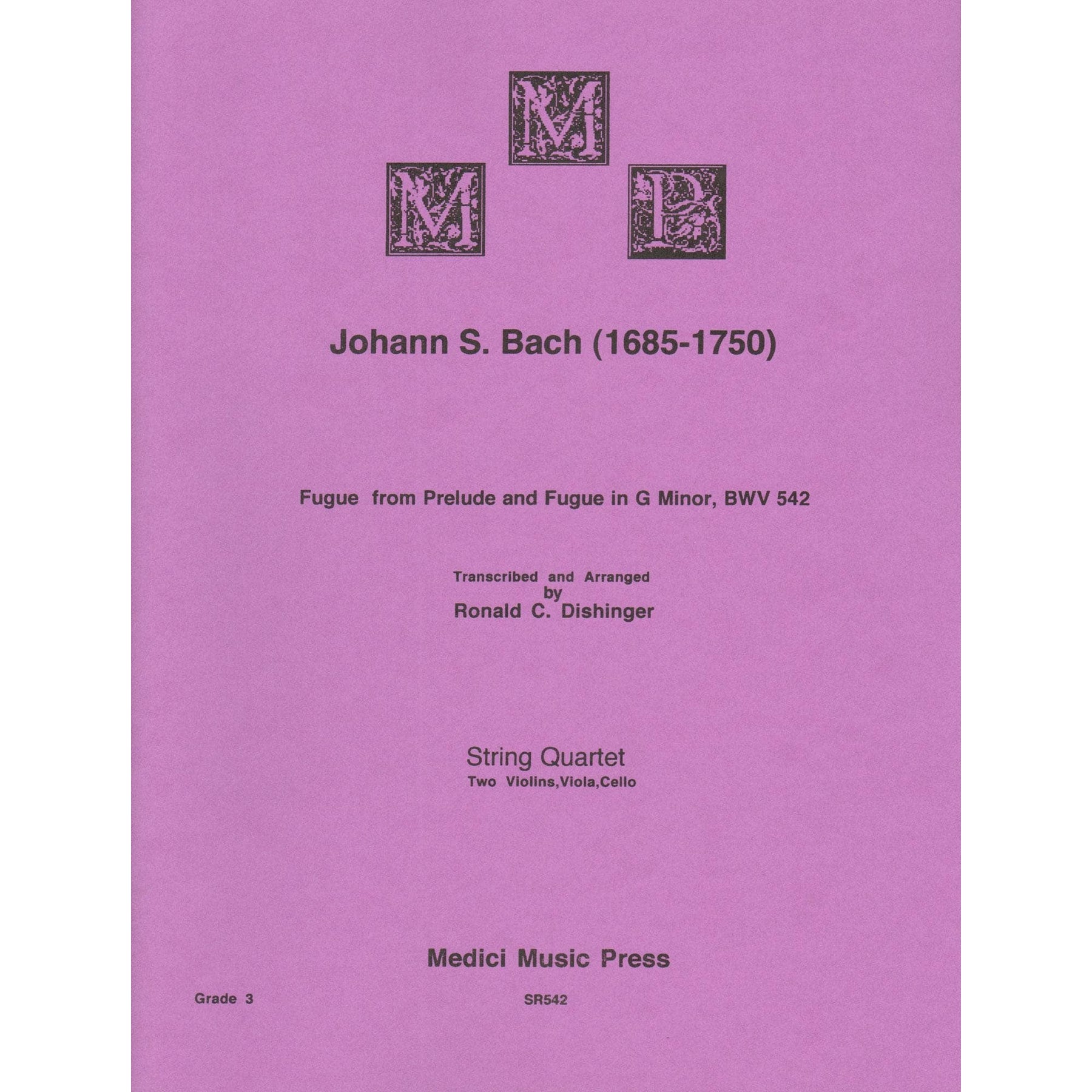 Bach, J.S. - Fugue from Prelude and Fugue (BWV 542) - for String Quartet - arranged by Dishinger - Medici Music Press