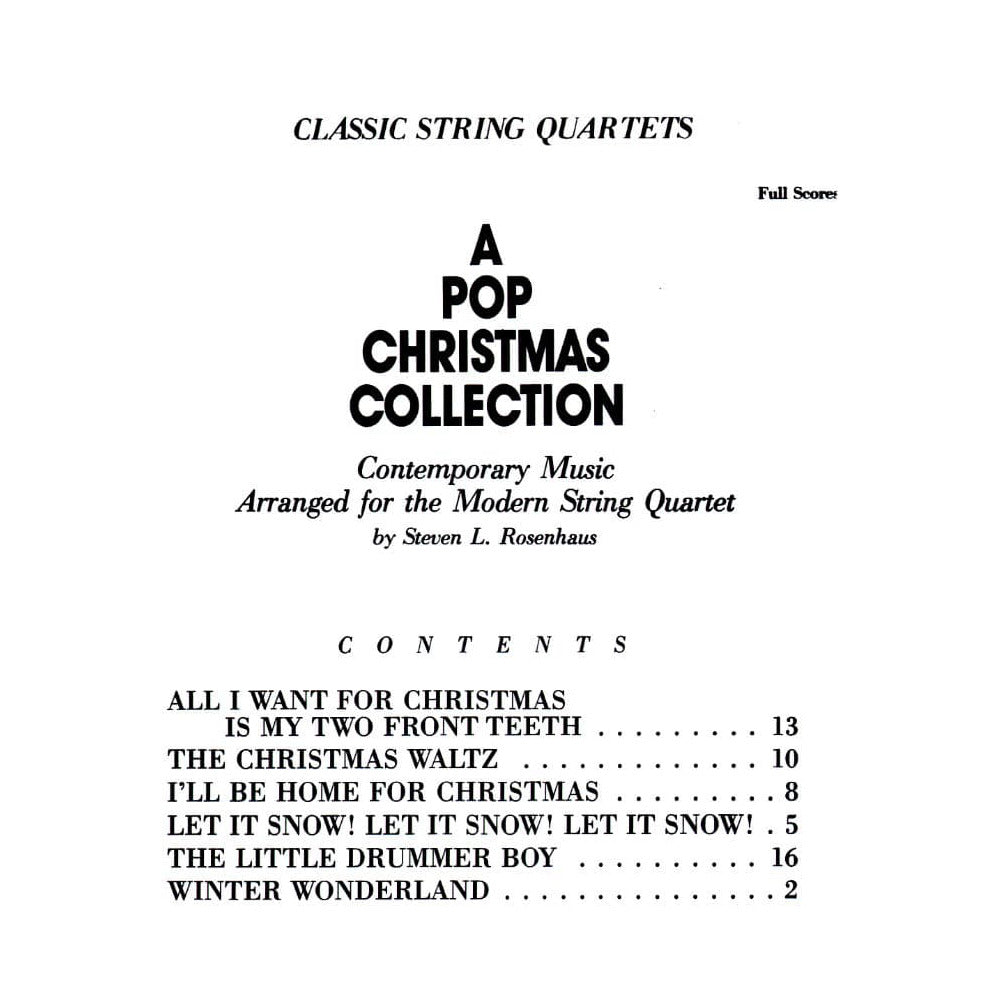 Pop Christmas Collection, for String Quartet Arranged by Rosenhaus Published by Alfred Music Company