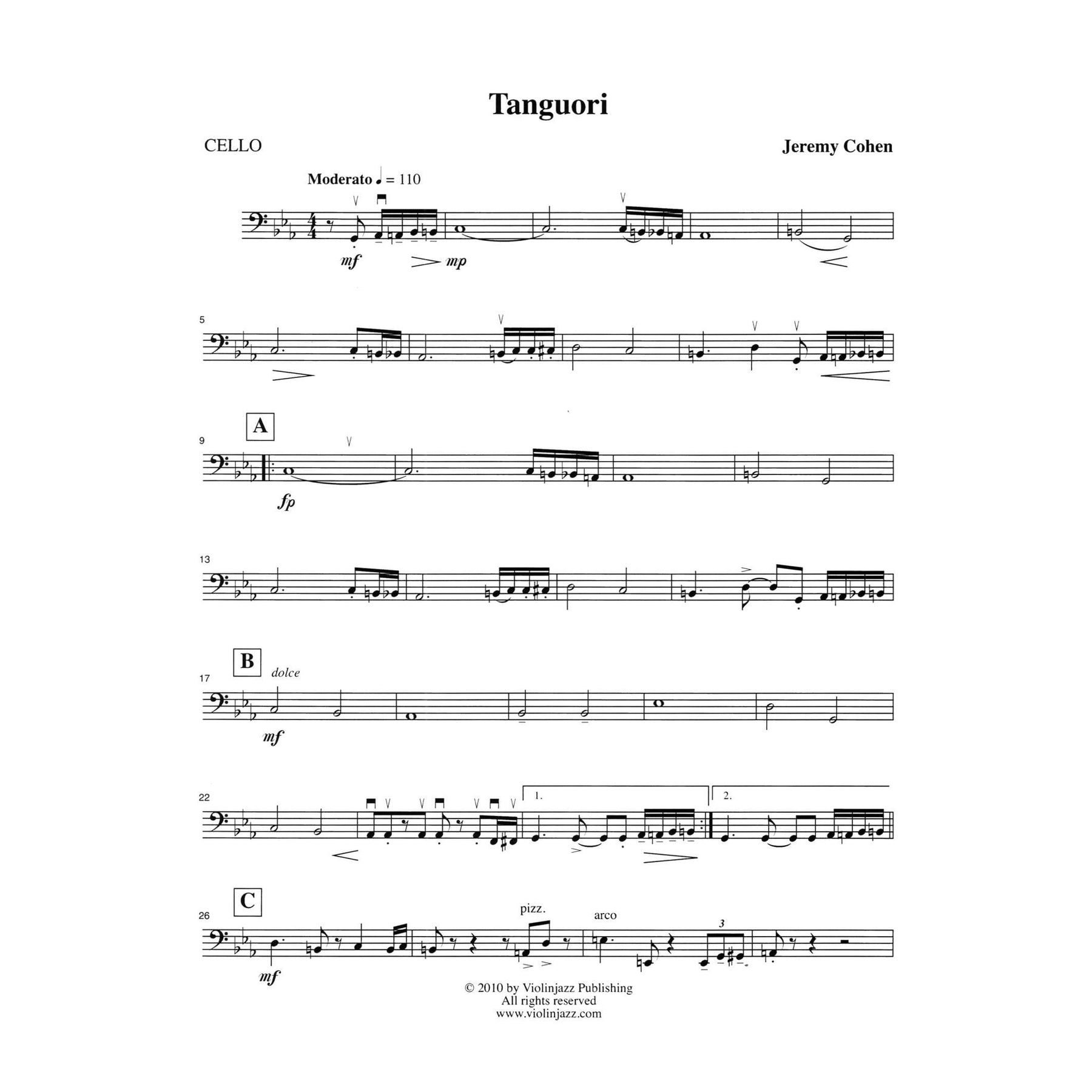 Cohen, Jeremy - 4 Latin Pieces Together - World Chamber Series - for String Quartet - Violinjazz Editions