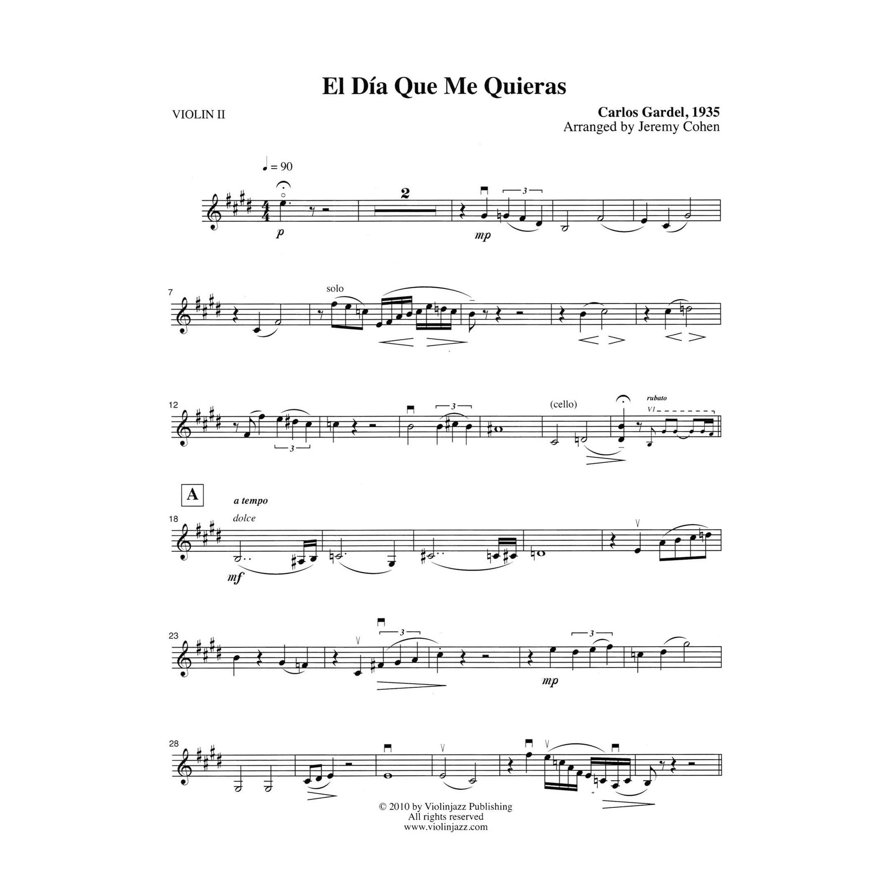 Cohen, Jeremy - 4 Latin Pieces Together - World Chamber Series - for String Quartet - Violinjazz Editions